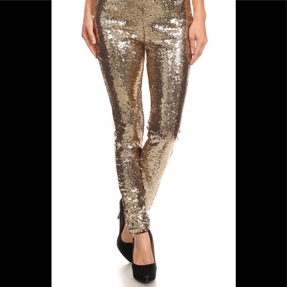 Gold sequined pants